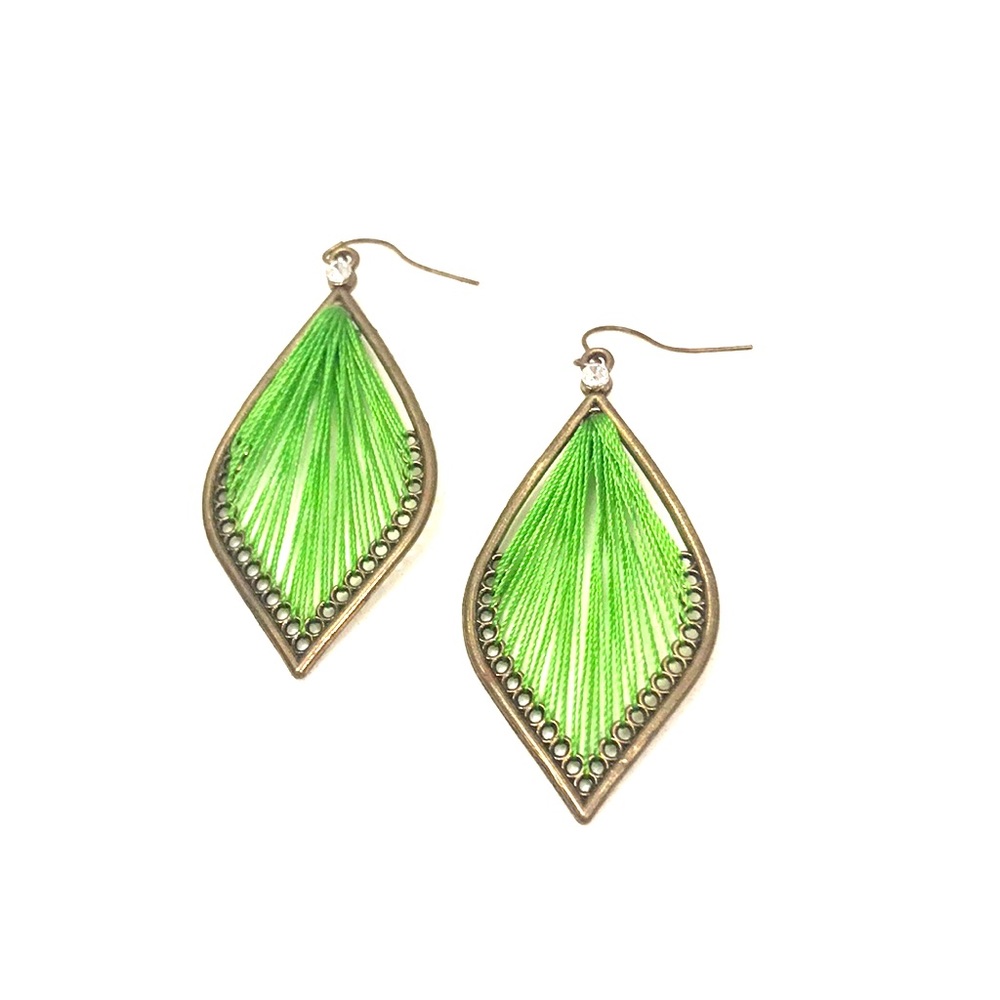 Green dangle earrings